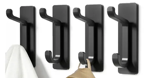 Set de 4 Ganchos de Pared Dobles Adhesivos Jazak para Baño y Cocina