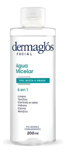 Dermaglós Facial Agua Micelar 6 En 1 Piel Mixta Y Grasa