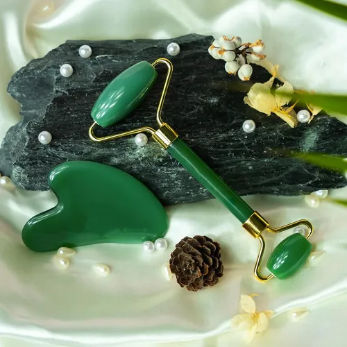 Herramienta De Masaje Jade Roller Gua Sha Para El Cuidado De