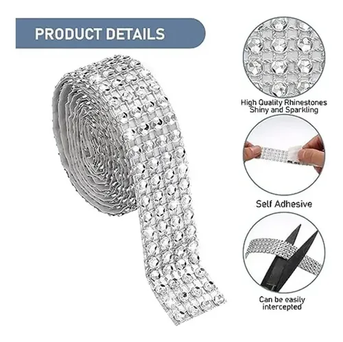 Wu- Cinta De Diamantes De Imitación, 4 Rollos De Tiras .