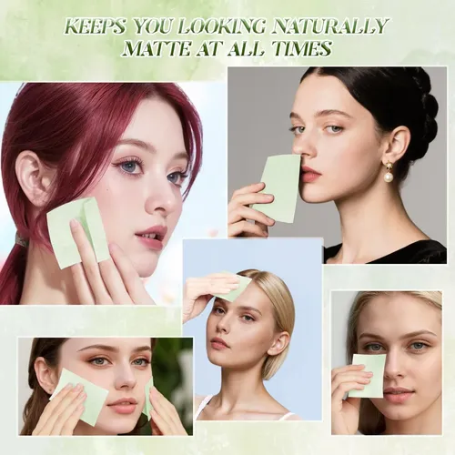 200 Hojas De Papel Absorbente De Aceite Facial De Té Verde .