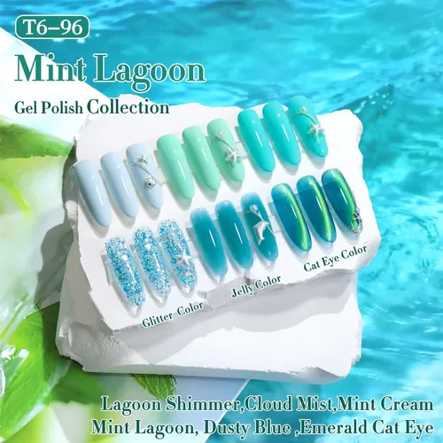Conjunto Gel Uñas 6pz Mint Lagoon