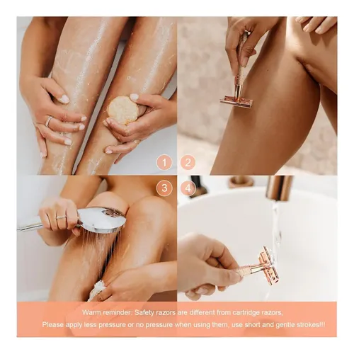 Razor De Seguridad De Oro Rosa Mate, Maquinillas De De Una Y