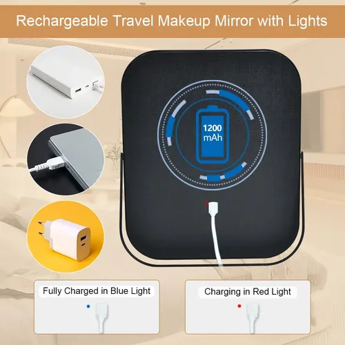 Espejo De Maquillaje Con Luz Led Yekkopt 10×8 Pulgadas Negro