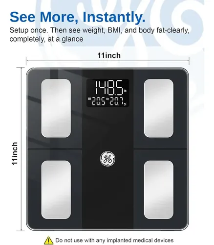 Báscula Digital Inteligente Ge Cuerpo Y Grasa Negro Recargab