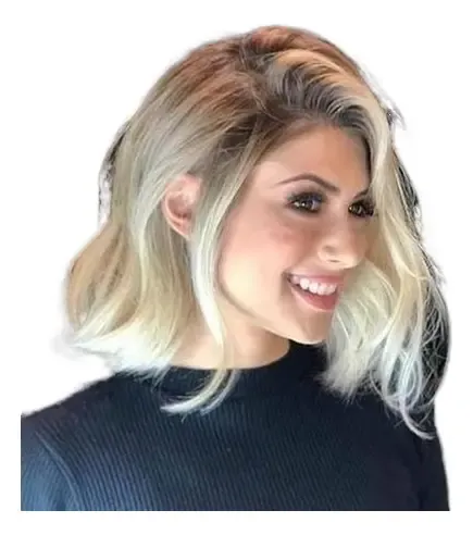 Peluca Corta Ondulada Bobo De Pelo Humano Rosa Glu 0a