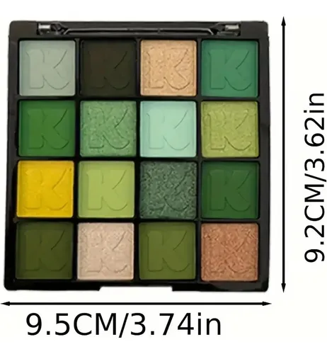 Paleta De Sombras K’apeine Green 16 Colores Mate Y Glitter