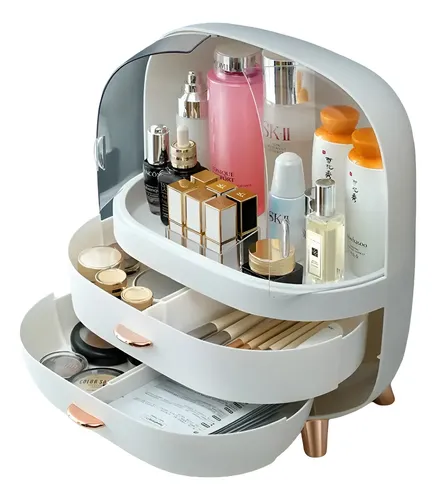 Porta Cosméticos Organizador Maquillaje Makeup Capsula Blanco