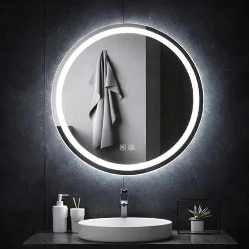 Espejo Led 70 Touch Redondo Esmerilado Desempañante Baños