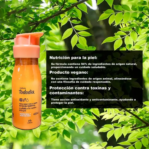 Crema Cuerpo Mango Rosa Y Agua De Coco Tododía 400ml Natura