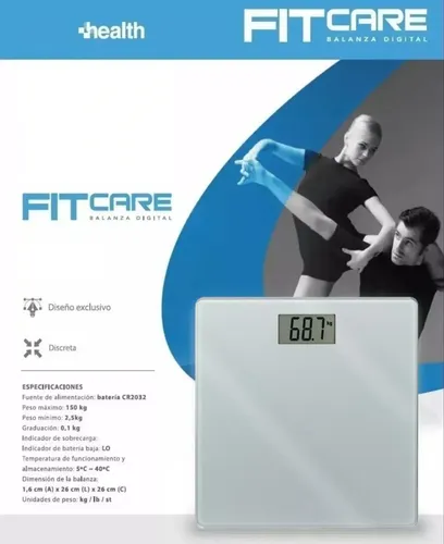 Balanza Digital Baño Personal 150kg Vidrio Templado Fitcare