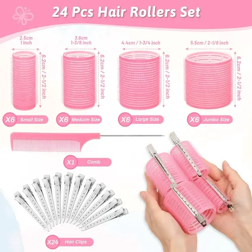 Set De Rulos Para Cabello Selizo 50 Piezas Con 24 Pinzas Aut