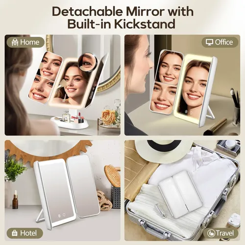 Espejo De Maquillaje Iluminado Gomipuru Con Aumento 30x/10x/