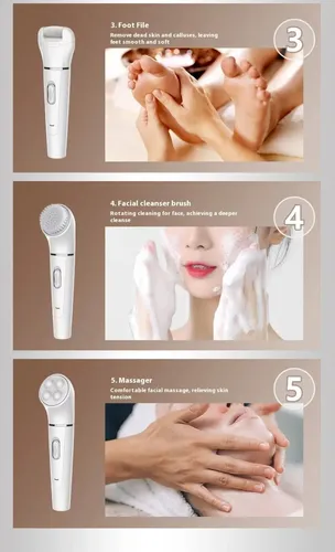 Depiladora Mujer 5 En 1 Recargable Limpieza Masaje Corporal