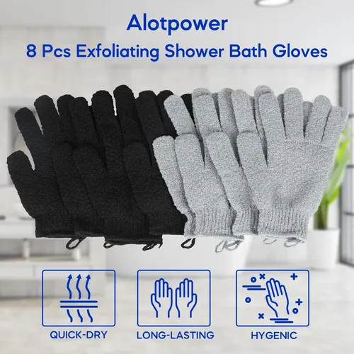 Guantes Exfoliantes Grandes Para Ducha Spa Y Masaje 8 Piezas