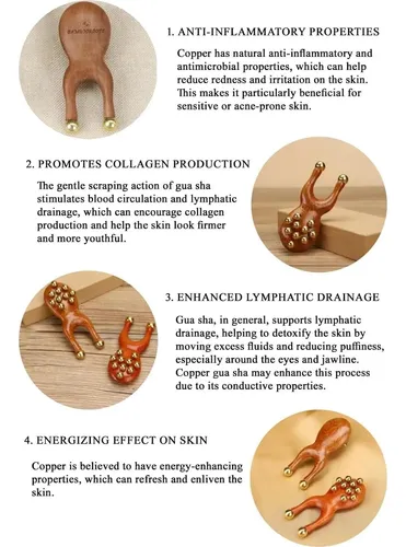 Herramienta Guasha Facial De Madera Con Rodillos Y Cuentas