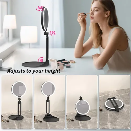 Espejo De Aumento Suupvaor, 30 X 1 X Luz Plegable De 15 PuLG