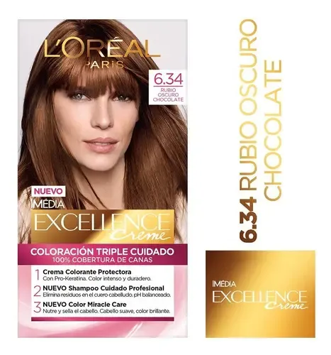 Kit Tintura Excellence Creme Tono 6.34 Chocolate