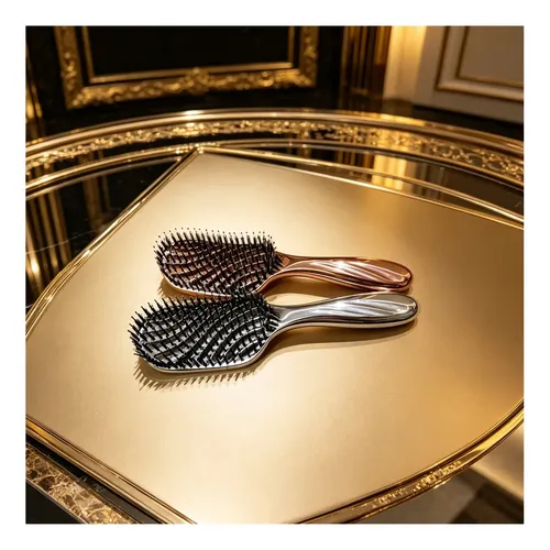Cepillo Masajeador Cabello Oro Rosa Y Plateado