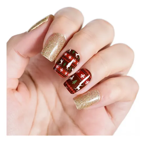 Diseño Luminoso De Navidad Calcomanías Para Uñas Ideal Para