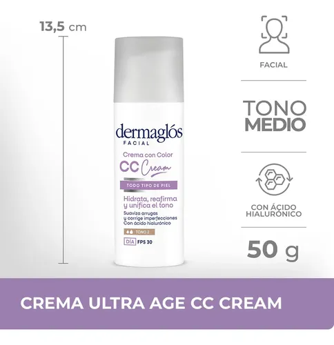 Dermaglós Ultra Age Cc Cream Fps30 Tono Medio X 50 G