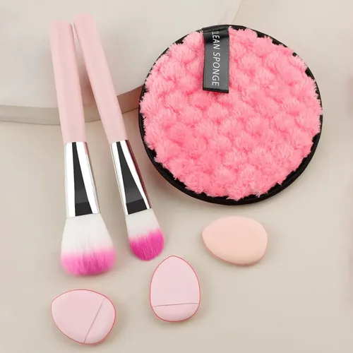 Set De 6 Brochas Y Algodones Para Maquillaje