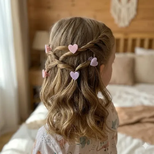Hebillas Broches De Pelo Corazon Perlado X12 Unid Infantiles