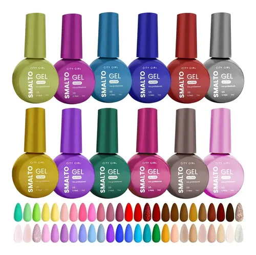 Kit 12 Esmaltes Semipermanentes City Girl 7ml Aprobado Anmat