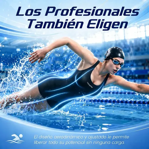 Traje De Baño Deportivo Mujer Natación Lycra Gorra Y Goggles
