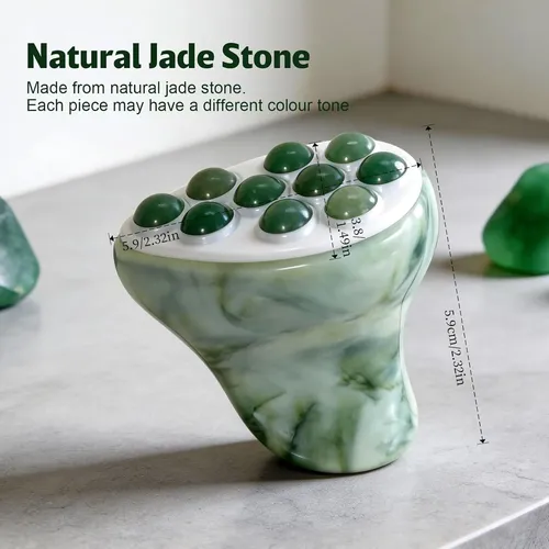 Rodillo Jade Verde Para Rostro Masaje Y Drenaje Linfático