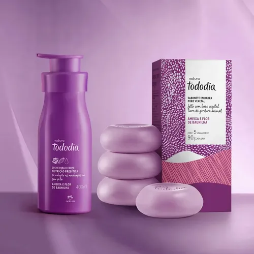 Kit de regalo de crema hidratante Natura Tododia y jabón con fragancia de ciruela y flor de vainilla