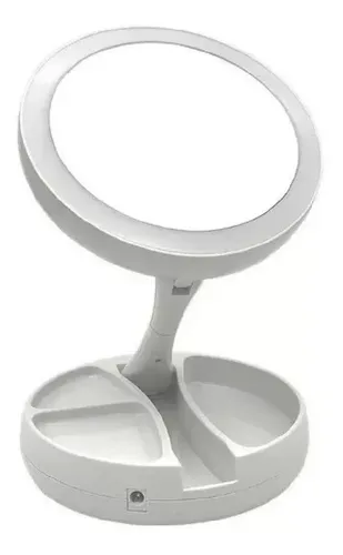 Espejo Doble Luz Led Plegable Maquillaje Usb/pilas- La Aldea