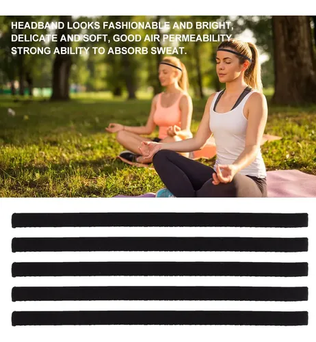 Diademas Deportivas Negras 5 Unidades Elásticas Delgadas, S