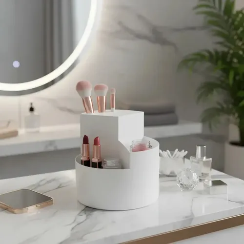 Organizador Porta Cosmético Maquillaje 3 Divisiones Blanco