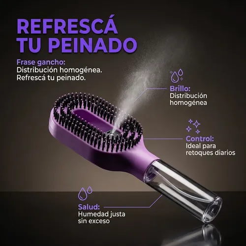 Cepillo Spray Antifrizz Masajeador Desenredante Rizos