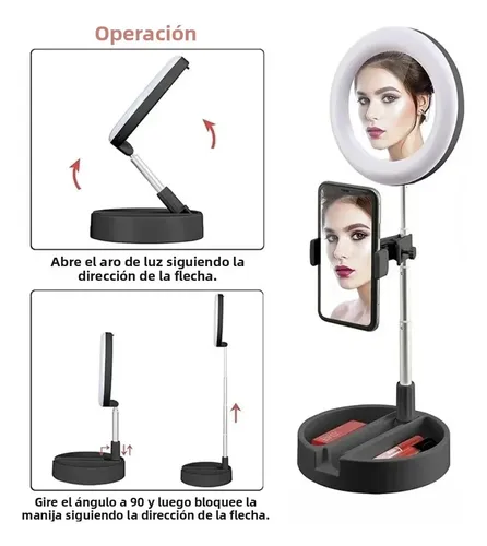 Espejo De Maquillaje Portátil Con Luz Led De Alta Definición