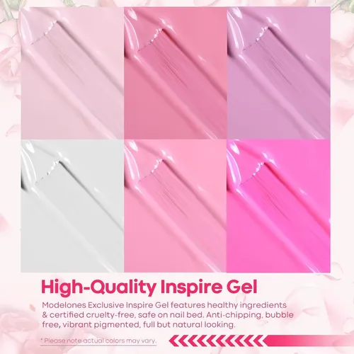 Modelones Set Gel Uñas 6 Colores Pink White