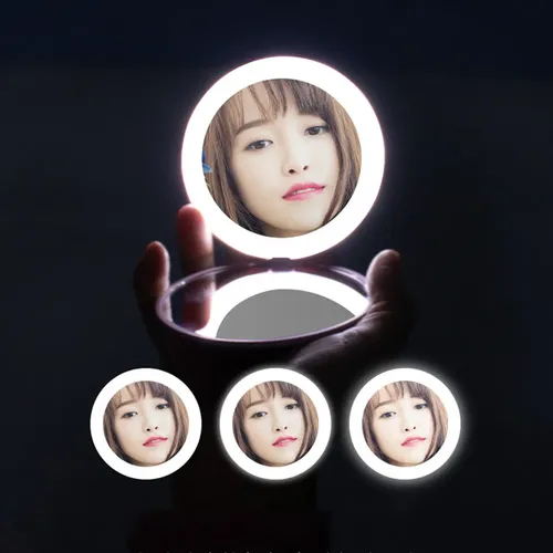 Espejos De Aumento Portátiles Con Luz Led Para Maquillaje De