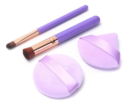 Set 2 Esponjas Blender 2 Brochas Difuminar Maquillaje Skora Rosa
