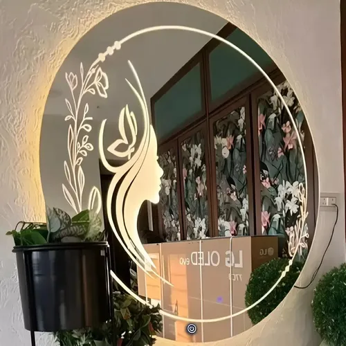 Espejo Circular Led 60cm Espejo Cálido Romántico Marco Diseño 6