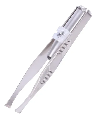 2 Pinzas De Acero Inoxidable Para Pestañas Y Cejas Con Luz L