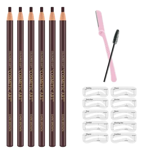 Set 6 Lápices De Cejas Ownest Impermeables Marrón Oscuro