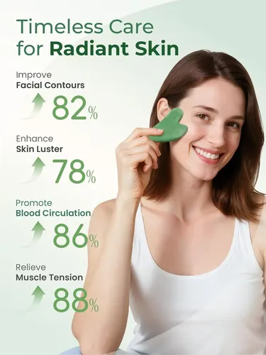 Herramienta Gua Sha Facial Verde Para Drenaje Linfático