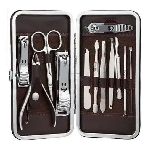 Set De Manicura Y Pedicura Daza Hxmswi12sq 12 Piezas Kit Profesional Con Estuche Alicate Tijeras Lima Cortauñas Empujador De Cuticulas Cortacuticulas Herramientas Accesorios Belleza Cuidado Personal