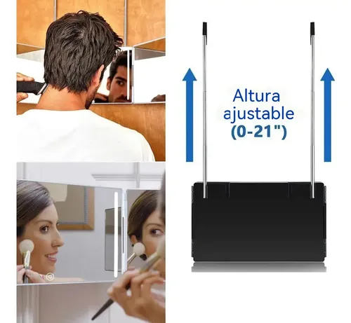 Espejo 360 Grados Luz Tríptica Espejo For Corte Pelo J