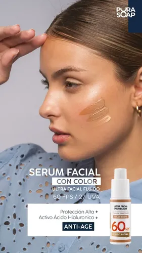 Protector Solar Facial Factor 60 Tono Bronze Antiage Piel Sensible Fluido