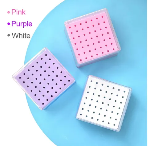 49 Hole Nail Polishing Accessory Holder For Drill Bits Pink