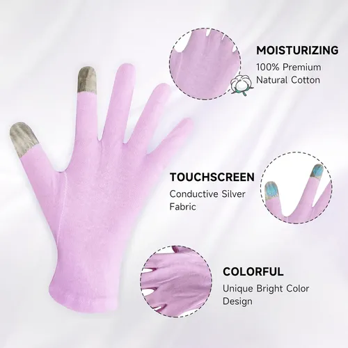 Guantes Algodón Morados Hidratantes Para Manos Secas 2 Pare