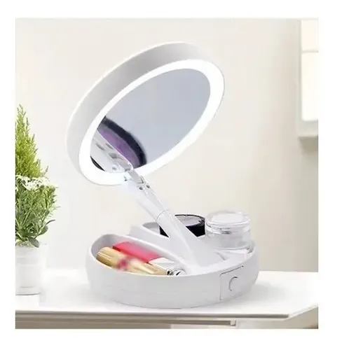 Espejo Con Luz Led P/maquillaje C/aumento Doble Faz Plegable