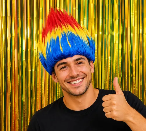 Peluca Llamas Multicolor Fiesta Carnaval Carioca Cotillón